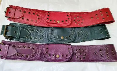 NEW Roots Leather Belts Fanny Pack Red Blue Purple Medium Large, View more