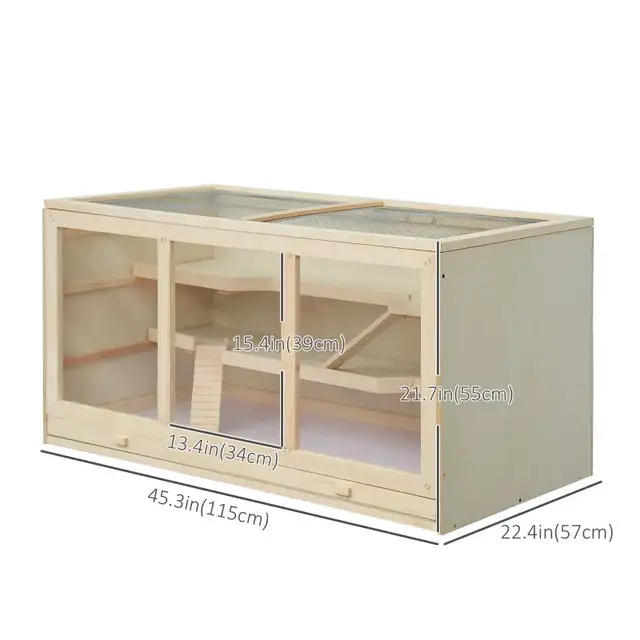 45.3"x22.4"x21.7" Wooden Hamster Cage Rat Cage, Natural Wood in Accessories in Markham / York Region - Image 3