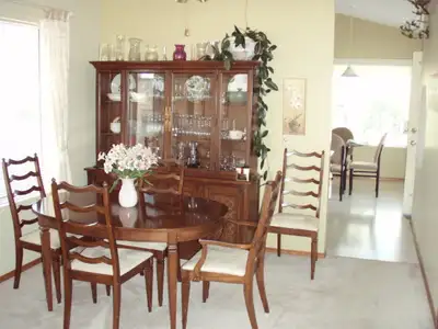Canadian made Oak table and chairs from the 1960's Seats recovered with microfiber in 2010. Table ha...