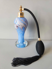 Vintage Blue Murano Style Glass Perfume Bottle Atomizer New