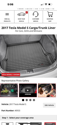 Tesla S rubber mats with rear cargo cover