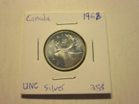 BU 1968 Canada 25 Cents Quarter UNC Uncirculated 50% Silver Coin