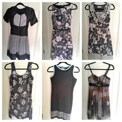 From top row across: 1. Marc Jacobs Size 4, $10 2. RW&CO Size 0, $10 3. Size S, $5 4. Size XS, $5 5....