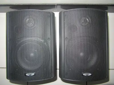 Up for sale is a classic set of Acoustic Audio Model 89-8405B Indoor Outdoor weather resistant speak...