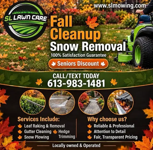 Exterior services & fall cleanup/snow removal in Lawn, Tree Maintenance & Eavestrough in Ottawa - Image 2