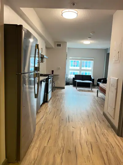 Available now! Bright, fully furnished studio condo just a few minutes’ walk to both Wilfrid Laurier...