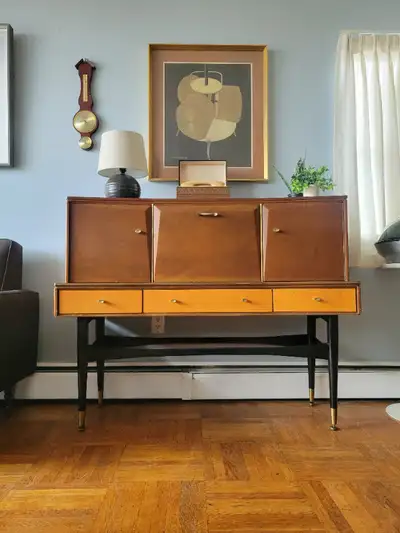 Mid Century Two-Tone Bar Cabinet (Delivery Available), View more