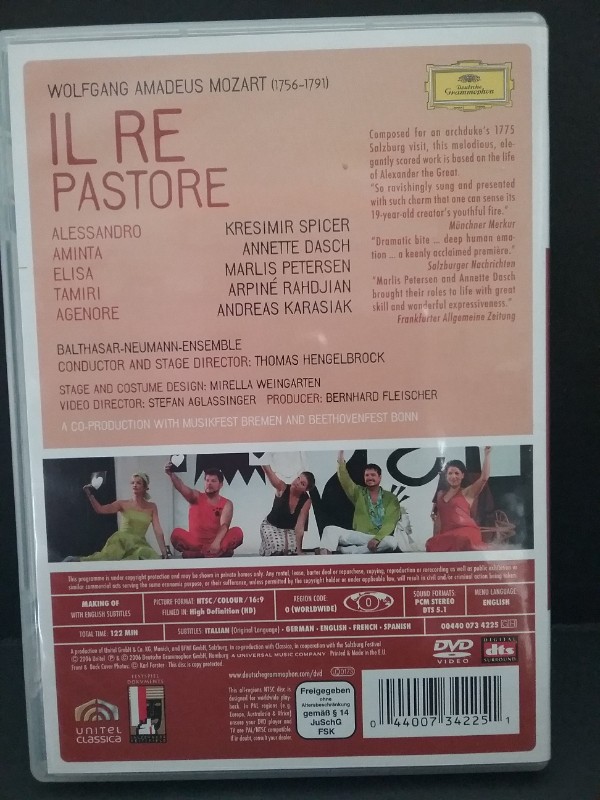 DVD - Il Re Pastore (Mozart) Conducted by Thomas Hengelbrock in CDs, DVDs & Blu-ray in Oshawa / Durham Region - Image 2