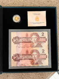 1996 Proof $2 Piedfort Silver Coin and Bank Notes Set