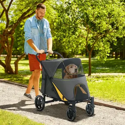 Foldable Pet Stroller, Shock Absorber. Dark Grey , View more