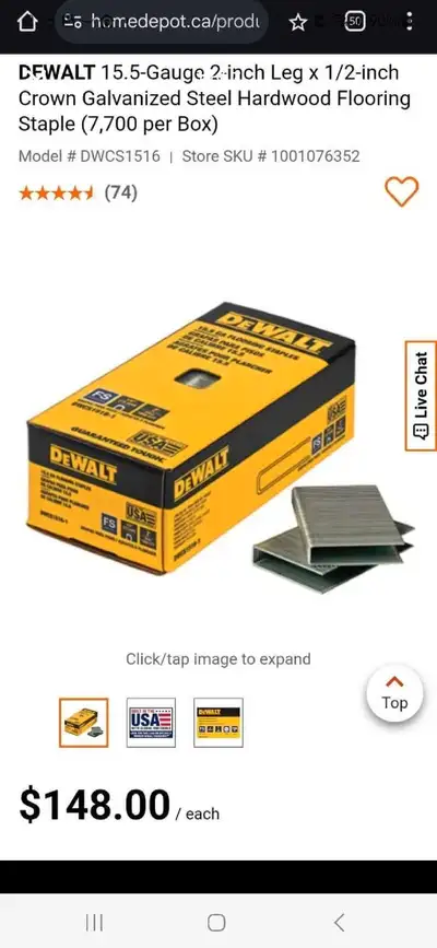 Dewalt floor staples - 2 inch leg length - 95%+ full, View more