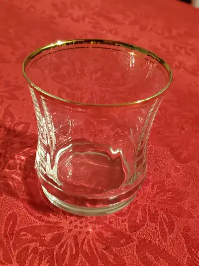 Mikasa Jamestown rare Crystal and Gold Trimmed Red Wine, Champagne, and Whisky Glasses (CAD 65 each)...
