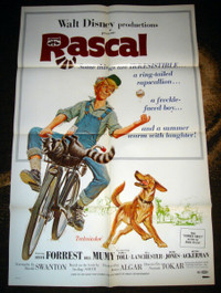 RARE ORIGINAL 1969 WALT DISNEY RASCAL RACOON MOVIE POSTER N MINT