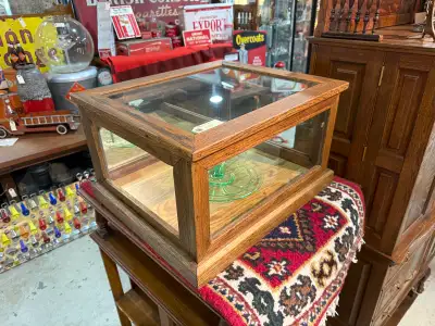 Vintage oak display cabinet , View more