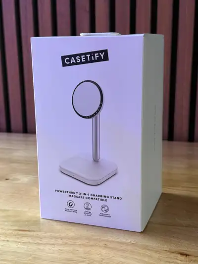 2-in-1 MagSafe-compatible stand. Delivers up to 7.5W for phones and 5W for earbuds. Works with any Q...