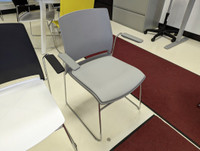 Vinyl Grey Modular Stacking Chair with Armrest