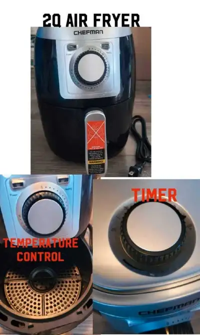 Brand New Chefman 2-quart air fryer. Features adjustable temperature and timer controls. Includes re...