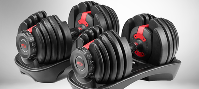 A pair of Bowflex adjustable up from 5 to 52.5 lbs. Perfect condition. New 550, selling now for $350