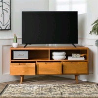 3 Drawer Solid Wood Corner TV Stand

