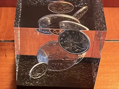 1976 Canada Coin Set in Lucite. Nice sparkle!, View more