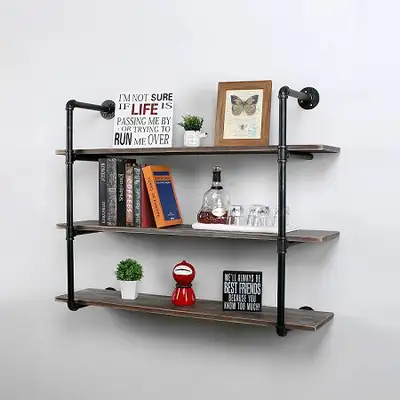 Industrial Pipe Shelves with Wood 3-Tiers, View more