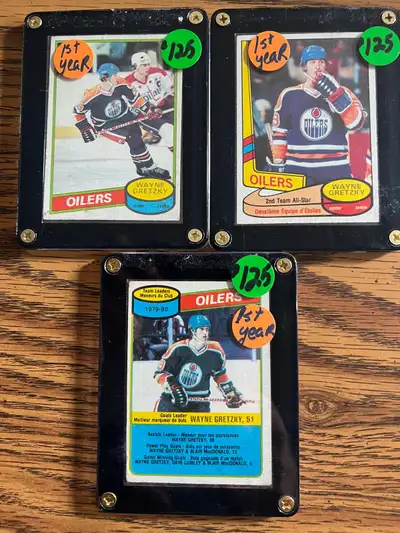 3 x Wayne Gretzky 1st year cards. only $125 each, View more