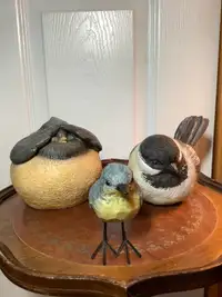Three Adorable Wooden Birds 