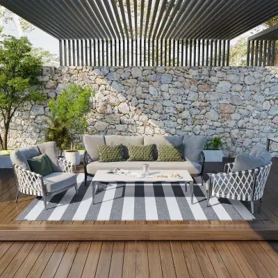 9' x 12' Reversible Outdoor Rug, Waterproof Plastic Straw F, View more