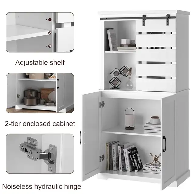 Tall Kitchen Pantry, Large Wood Storage Cabinet with Sliding Bar in Storage & Organization in Markham / York Region - Image 8