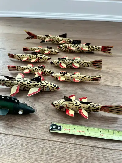Wood Carved Ice Fishing Decoys. Handmade Basile Secord, View more
