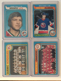 1979-80 OPC (O-Pee-Chee) "Key" hockey cards, qty. 4 cards, VG