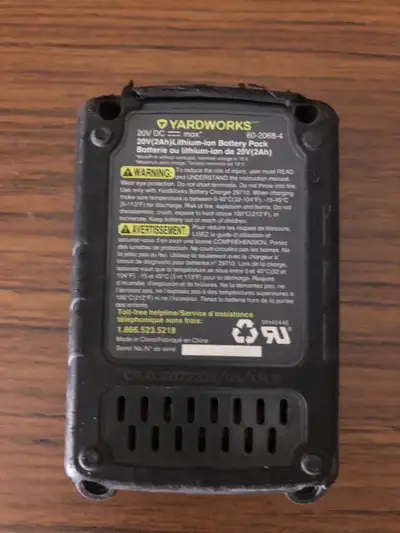 Yardworks 20v Li-ion battery, View more
