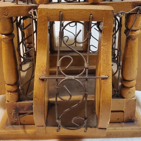 20th Century Victorian Style Wood and Iron "Balloon" Bird Cage Arts