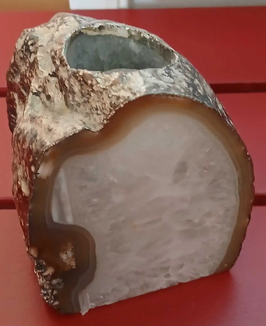 Natural agate geode tealight candle holder