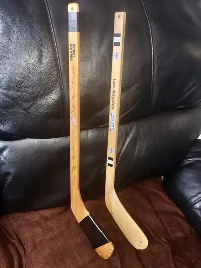 Wooden Mini Hockey Sticks - Detroit and Los Angeles, View more