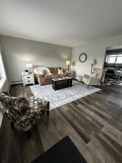 2 bedroom, 1.5 bathroom furnished duplex with single car garage and finished basement. Heat, electri...