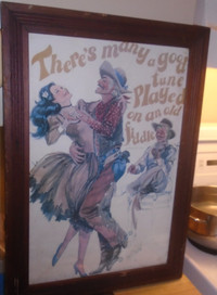 Vintage Framed Print/Poster. Fiddler Couple Dancing