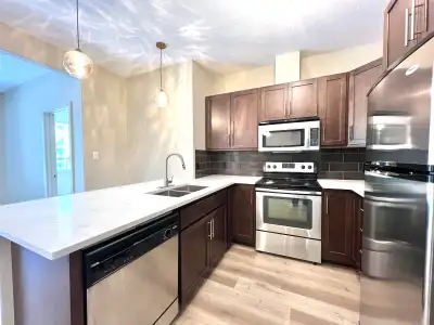 2 bedrooms, 2 baths, underground parking and storage, in building work out room, newly drenovated, l...