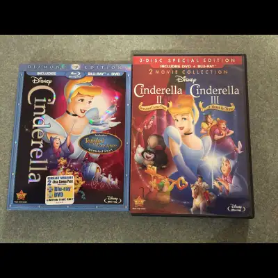 Disney Cinderella 1, 2 & 3 on both bluray & DVD excellent shape, View more