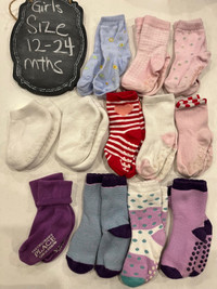 Lot of baby girl socks ages 12-24 months