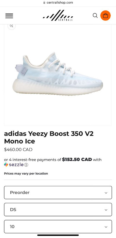 Yeezy boost 350 mono ice size us10 dans Chaussures pour hommes  à Laval/Rive Nord - Image 4