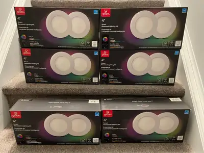 Pot Light Electric Smart 4 in. Slim LED Recessed Lighting Kit, 2-Pack - Multi-Color, Smart WiFi Smar...