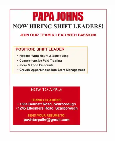 Papa Johns Shift Leader, View more