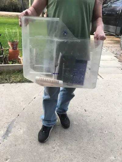 Fish Filter $15 and NEW Plastic Heart Betta Bowl $5, View more