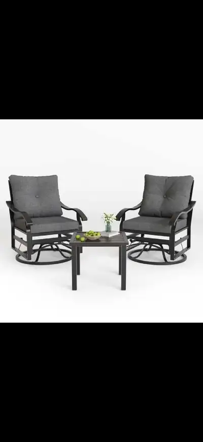 Outdoor Swivel Rocker Chairs, 3 PC Metal Patio Rocking Chairs , View more