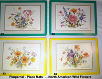 Vintage Pimpernell Place Mats, 4, England, “NA Wild Flowers"