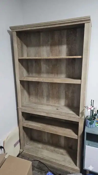Rustic grey brown bookshelf, View more