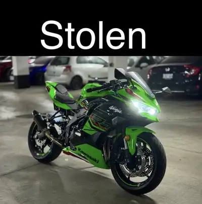 My 2023 Kawasaki ZX-4RR (green, akrapovic exhause) was stolen from my building’s underground parking...