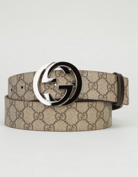 100% Authentic Men’s Gucci Monogram Belt Beige/Ebony