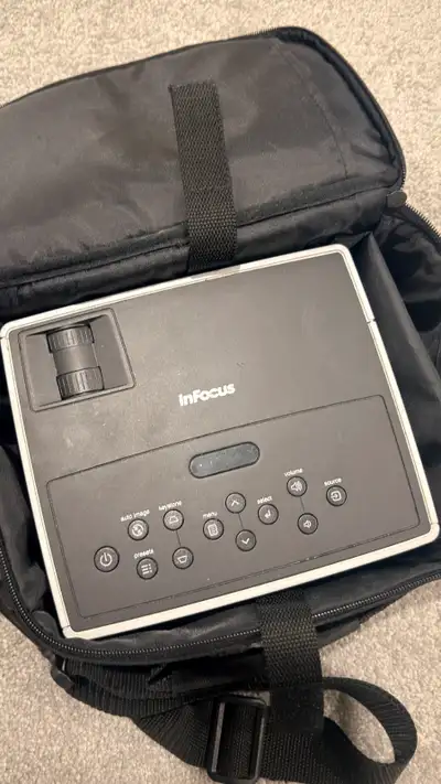 inFocus projector with cables, View more